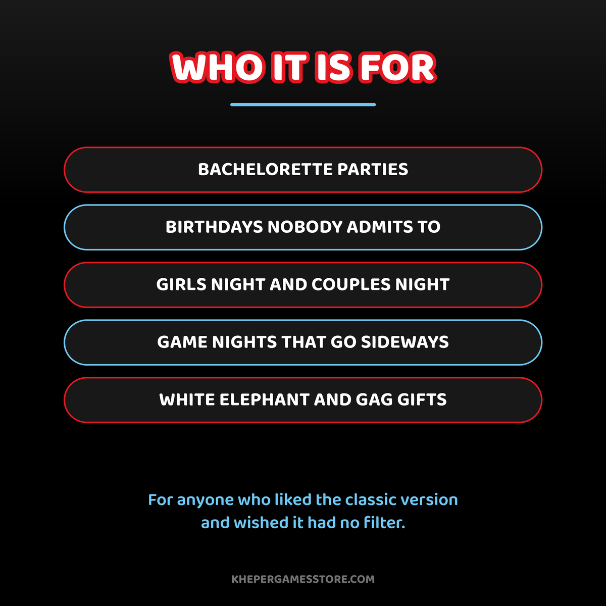 Adult A...Z party game for bachelorette parties, birthdays, girls night, couples night, and gag gifts