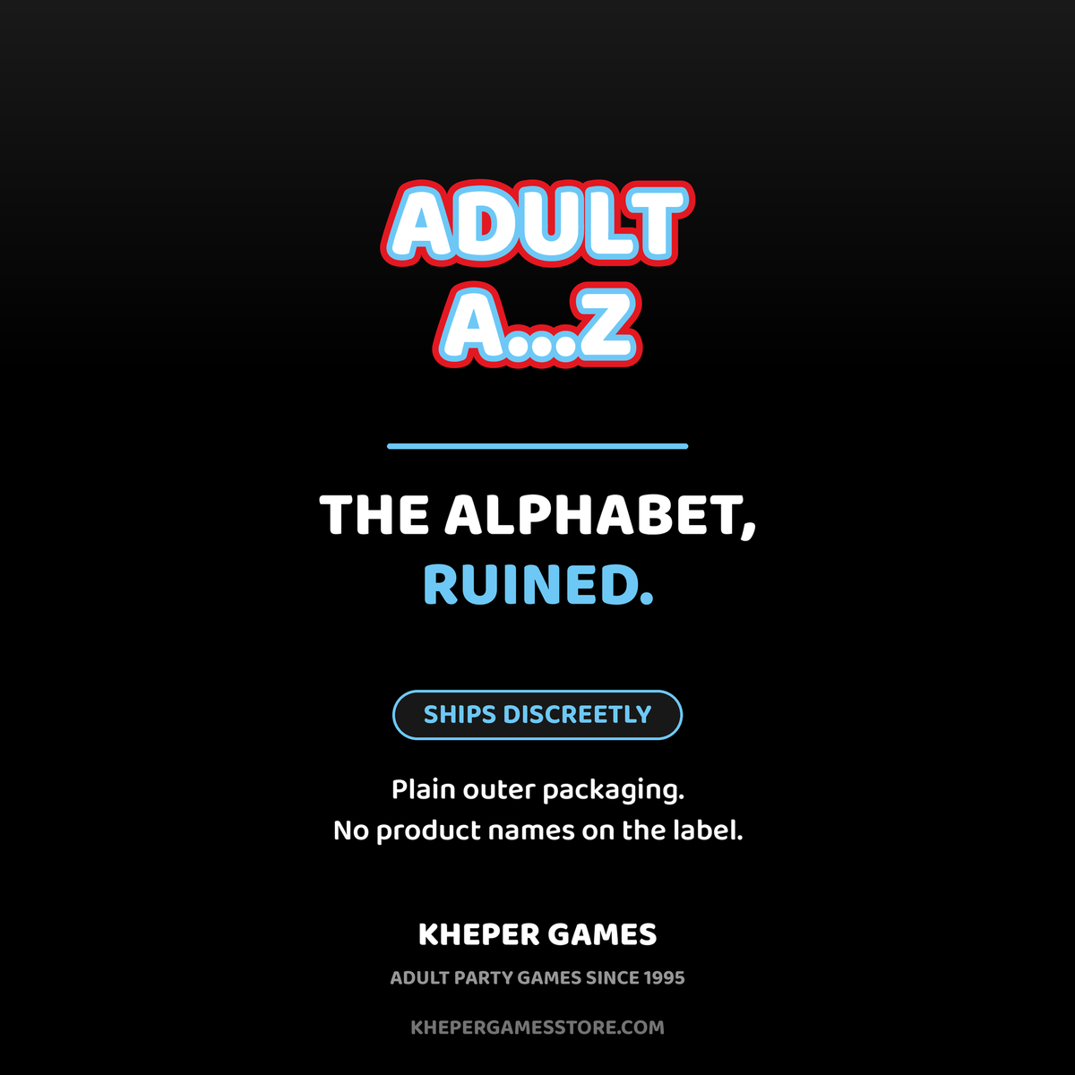 Adult A...Z adult party game by Kheper Games, ships discreetly in plain packaging